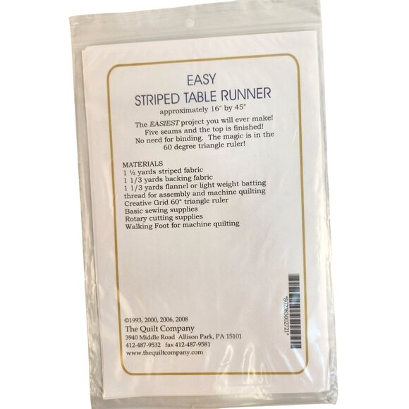 Easy Striped Table Runner Sewing Pattern By The Quilt Company - Picture 2 of 7